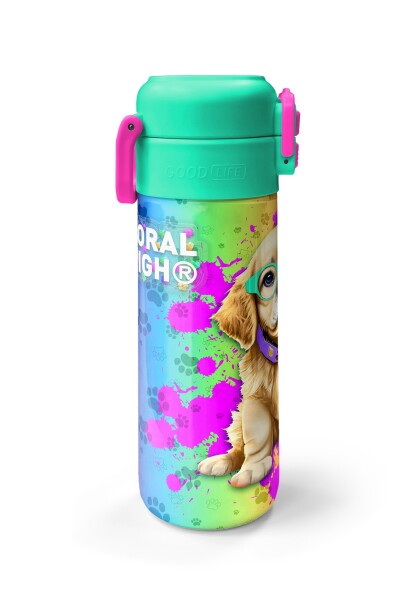 Coral High Kids Mor Pembe Köpek Desenli Pipetli ve Direkt İçim Çelik Termos 500 ml 31813 - 5