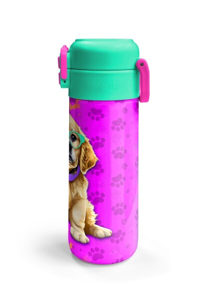 Coral High Kids Mor Pembe Köpek Desenli Pipetli ve Direkt İçim Çelik Termos 500 ml 31813 - 6