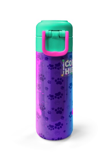 Coral High Kids Mor Pembe Köpek Desenli Pipetli ve Direkt İçim Çelik Termos 500 ml 31813 - 7