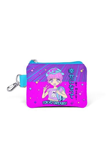 Coral High Kids Mor Pembe Mavi K-Pop Desenli Bozuk Para Çantası 21851 - Coral High KIDS