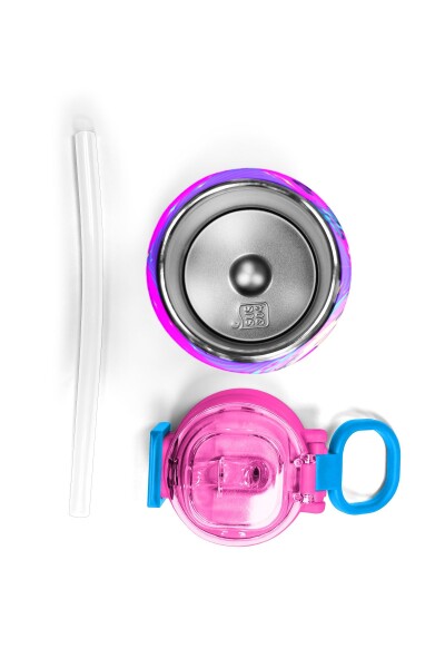 Coral High Kids Mor Pembe Mavi K-PopDesenli Pipetli ve Direkt İçim Çelik Termos 500 ml 31831 - 7