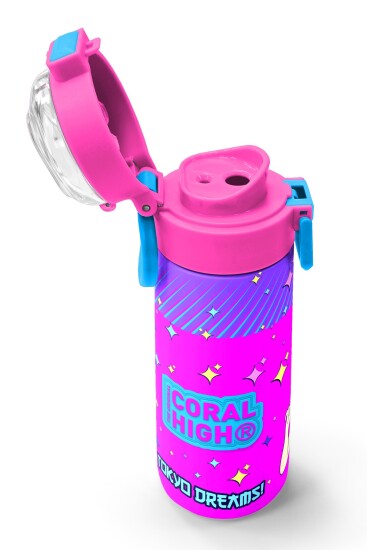 Coral High Kids Mor Pembe Mavi K-PopDesenli Pipetli ve Direkt İçim Çelik Termos 500 ml 31831 - 6
