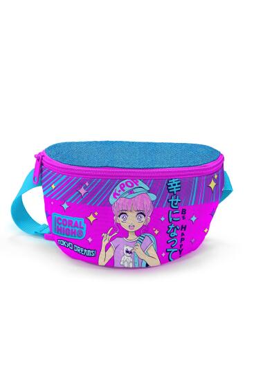 Coral High Kids Mor Pembe Mavi Simli K-Pop Desenli Bel Çantası 22496 