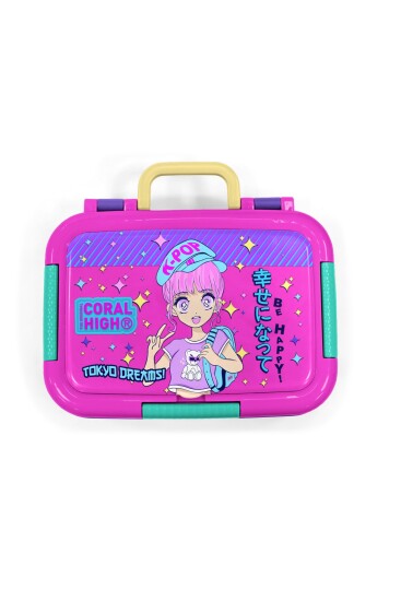 Coral High Kids Mor Pembe Mavi Simli K-Pop Desenli Paslanmaz Çelik Beslenme Kabı 39355 - 5