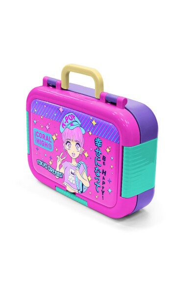 Coral High Kids Mor Pembe Mavi Simli K-Pop Desenli Paslanmaz Çelik Beslenme Kabı 39355 - 4