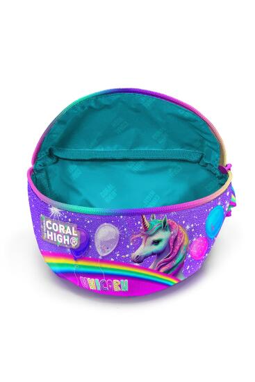 Coral High Kids Mor Pembe Simli Unicorn Desenli Bel Çantası 11555 - 4