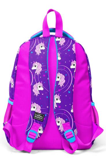Coral High Kids Mor Pembe Unicorn Desenli Simli Üç Bölmeli Okul Sırt Çantası 23492 - 4