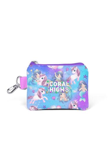 Coral High Kids Mor Pembe Unicorn Deniz Kızı Desenli Bozuk Para Çantası 21916 - Coral High KIDS