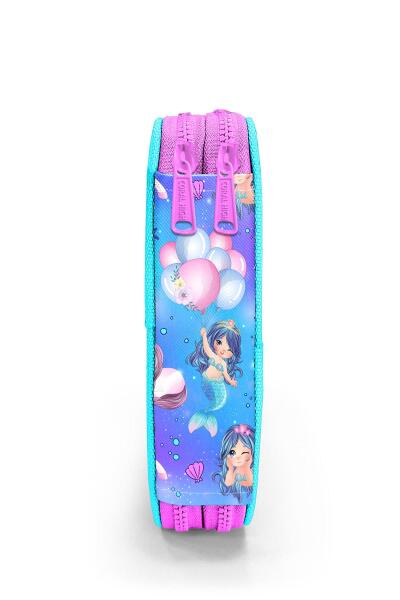 Coral High Kids Mor Pembe Unicorn Deniz Kızı Desenli Çift Katlı Kalem Çanta 11138 - 8