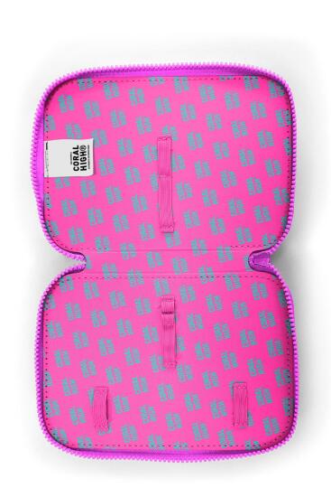 Coral High Kids Mor Pembe Unicorn Deniz Kızı Desenli Çift Katlı Kalem Çanta 11138 - 6