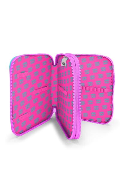 Coral High Kids Mor Pembe Unicorn Deniz Kızı Desenli Çift Katlı Kalem Çanta 11138 - 4