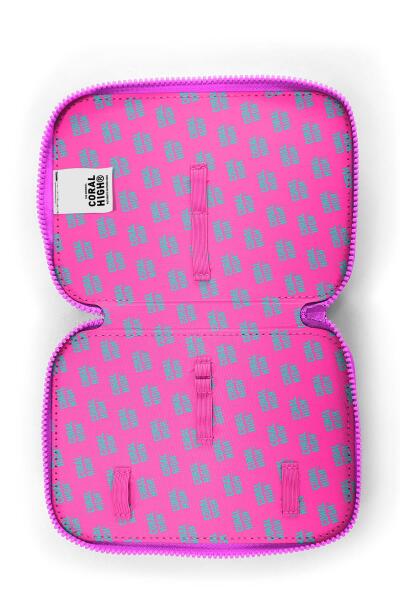 Coral High Kids Mor Pembe Unicorn Deniz Kızı Desenli Çift Katlı Kalem Çanta 11138 - 6