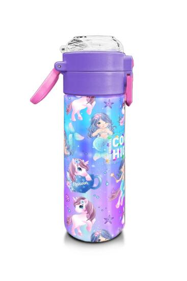 Coral High Kids Mor Pembe Unicorn Deniz Kızı Desenli Pipetli ve Direkt İçim Çelik Termos 500 ml 31982 - 2