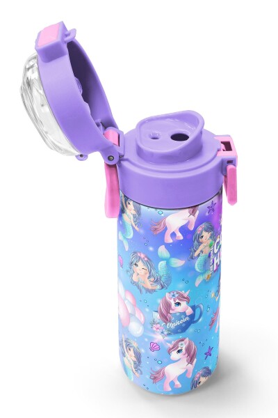 Coral High Kids Mor Pembe Unicorn Deniz Kızı Desenli Pipetli ve Direkt İçim Çelik Termos 500 ml 31982 - 6