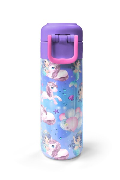 Coral High Kids Mor Pembe Unicorn Deniz Kızı Desenli Pipetli ve Direkt İçim Çelik Termos 500 ml 31982 - 7