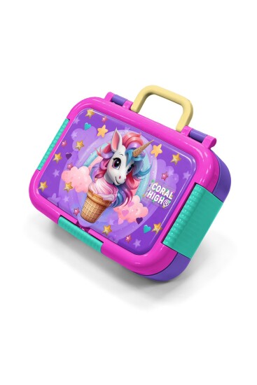 Coral High Kids Mor Pembe Unicorn Desenli Paslanmaz Çelik Beslenme Kabı 39299 - 1