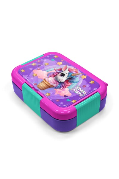 Coral High Kids Mor Pembe Unicorn Desenli Paslanmaz Çelik Beslenme Kabı 39299 - 2