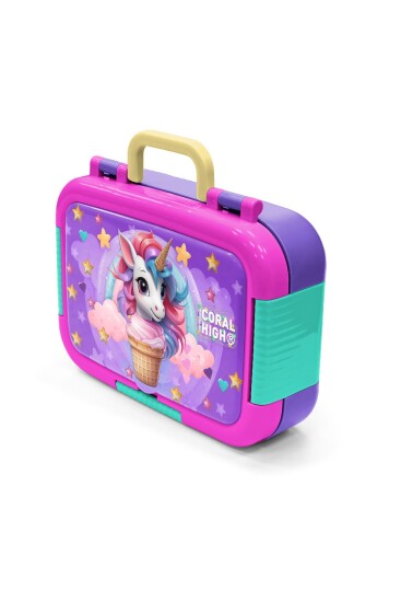 Coral High Kids Mor Pembe Unicorn Desenli Paslanmaz Çelik Beslenme Kabı 39299 - 4