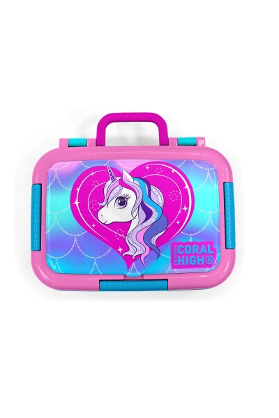 Coral High Kids Mor Pembe Unicorn Desenli Paslanmaz Çelik Beslenme Kabı 39327 - 5