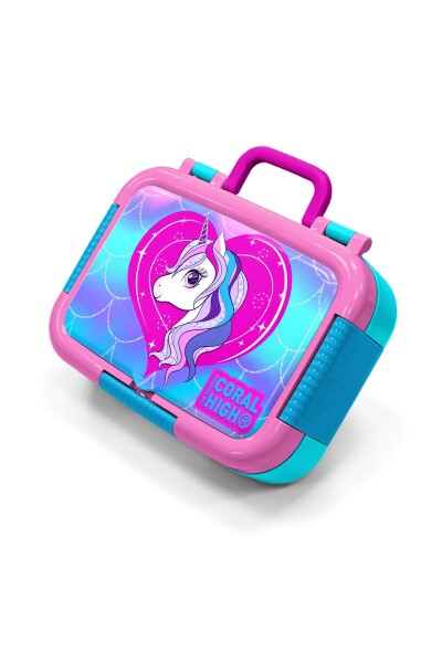 Coral High Kids Mor Pembe Unicorn Desenli Paslanmaz Çelik Beslenme Kabı 39327 - 1