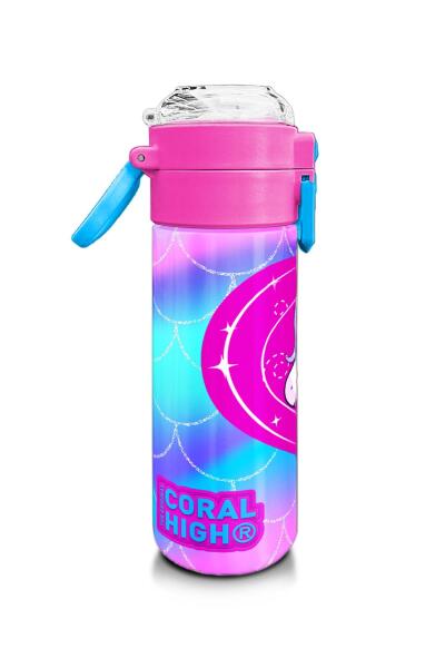 Coral High Kids Mor Pembe Unicorn Desenli Pipetli ve Direkt İçim Çelik Termos 500 ml 31807 - 2