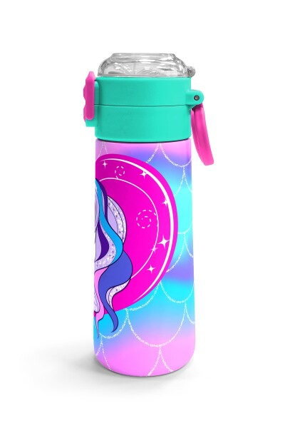 Coral High Kids Mor Pembe Unicorn Desenli Pipetli ve Direkt İçim Çelik Termos 500 ml 31807 - 3