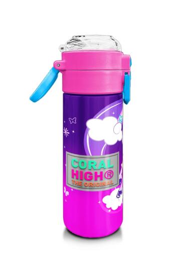 Coral High Kids Mor Pembe Unicorn Desenli Pipetli ve Direkt İçim Çelik Termos 500 ml 31923 - 2