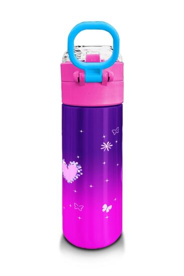 Coral High Kids Mor Pembe Unicorn Desenli Pipetli ve Direkt İçim Çelik Termos 500 ml 31923 - 3