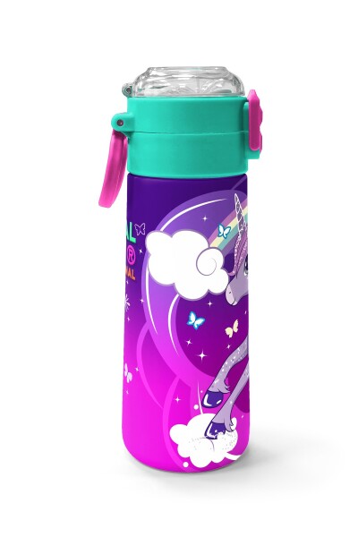 Coral High Kids Mor Pembe Unicorn Desenli Pipetli ve Direkt İçim Çelik Termos 500 ml 31923 - 2