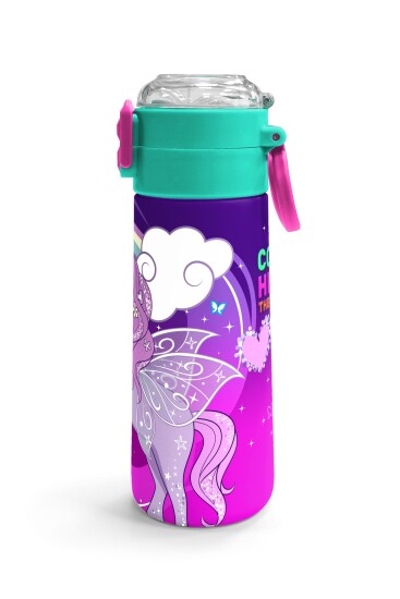 Coral High Kids Mor Pembe Unicorn Desenli Pipetli ve Direkt İçim Çelik Termos 500 ml 31923 - 3
