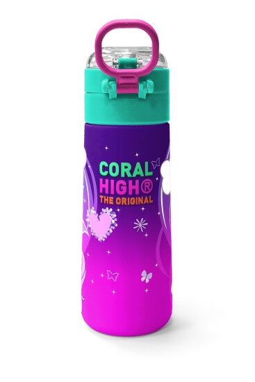 Coral High Kids Mor Pembe Unicorn Desenli Pipetli ve Direkt İçim Çelik Termos 500 ml 31923 - 4