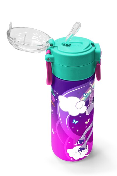 Coral High Kids Mor Pembe Unicorn Desenli Pipetli ve Direkt İçim Çelik Termos 500 ml 31923 - 5