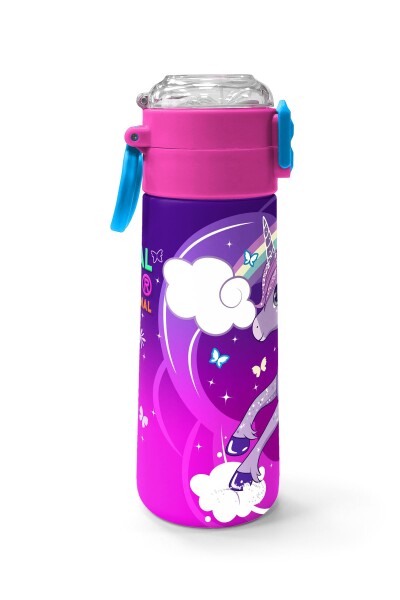 Coral High Kids Mor Pembe Unicorn Desenli Pipetli ve Direkt İçim Çelik Termos 500 ml 31923 - 2
