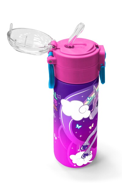 Coral High Kids Mor Pembe Unicorn Desenli Pipetli ve Direkt İçim Çelik Termos 500 ml 31923 - 5