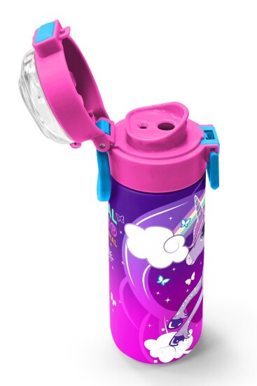 Coral High Kids Mor Pembe Unicorn Desenli Pipetli ve Direkt İçim Çelik Termos 500 ml 31923 - 6