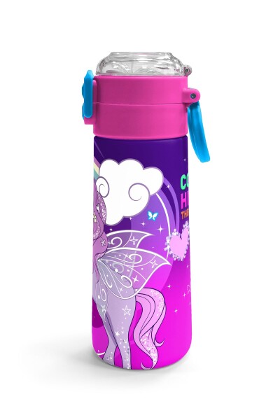Coral High Kids Mor Pembe Unicorn Desenli Pipetli ve Direkt İçim Çelik Termos 500 ml 31923 - 3