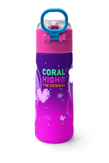 Coral High Kids Mor Pembe Unicorn Desenli Pipetli ve Direkt İçim Çelik Termos 500 ml 31923 - 4