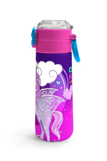 Coral High Kids Mor Pembe Unicorn Desenli Pipetli ve Direkt İçim Çelik Termos 500 ml 31923 - 3