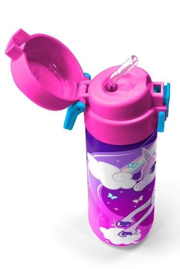 Coral High Kids Mor Pembe Unicorn Desenli Pipetli ve Direkt İçim Çelik Termos 500 ml 31923 - 2