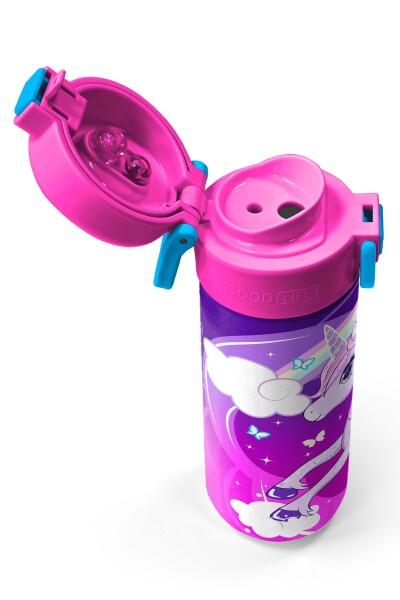 Coral High Kids Mor Pembe Unicorn Desenli Pipetli ve Direkt İçim Çelik Termos 500 ml 31923 - 3