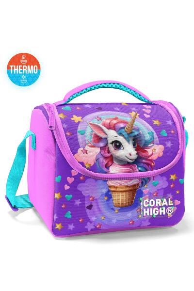 Coral High Kids Mor Pembe Unicorn Desenli Thermo Beslenme Çantası 12782 - 1
