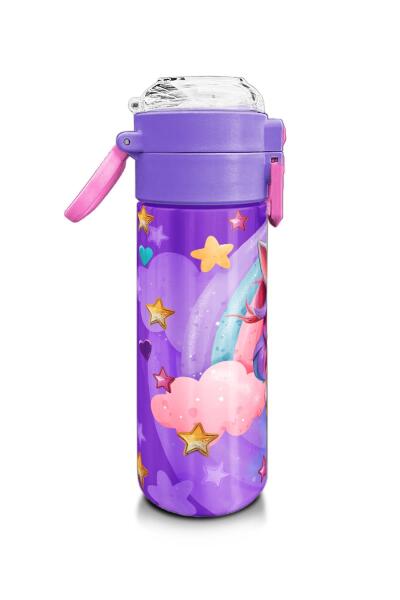 Coral High Kids Mor Pembe Unicorn Dondurma Desenli Pipetli ve Direkt İçim Çelik Termos 500 ml 31859 - 2