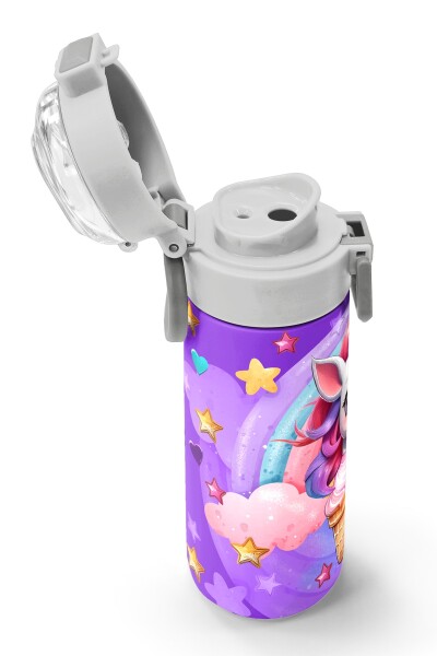 Coral High Kids Mor Pembe Unicorn Dondurma Desenli Pipetli ve Direkt İçim Çelik Termos 500 ml 31859 - 6