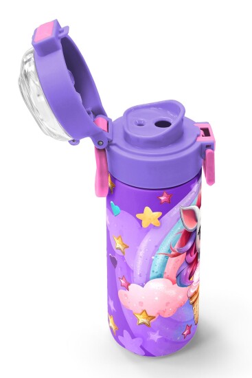 Coral High Kids Mor Pembe Unicorn Dondurma Desenli Pipetli ve Direkt İçim Çelik Termos 500 ml 31859 - 6