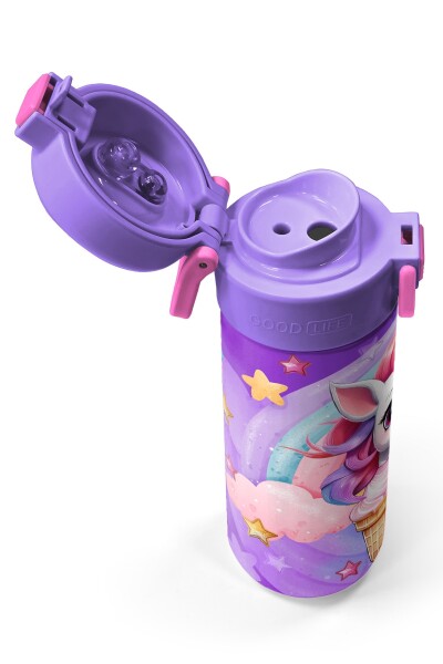 Coral High Kids Mor Pembe Unicorn Dondurma Desenli Pipetli ve Direkt İçim Çelik Termos 500 ml 31859 - 3
