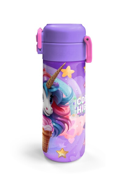 Coral High Kids Mor Pembe Unicorn Dondurma Desenli Pipetli ve Direkt İçim Çelik Termos 500 ml 31859 - 6