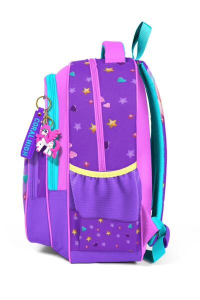 Coral High Kids Mor Pembe Unicorn Dondurma Desenli Üç Bölmeli Okul Sırt Çantası 14421 - 2