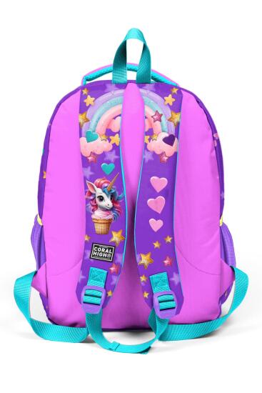 Coral High Kids Mor Pembe Unicorn Dondurma Desenli Üç Bölmeli Okul Sırt Çantası 14421 - 4