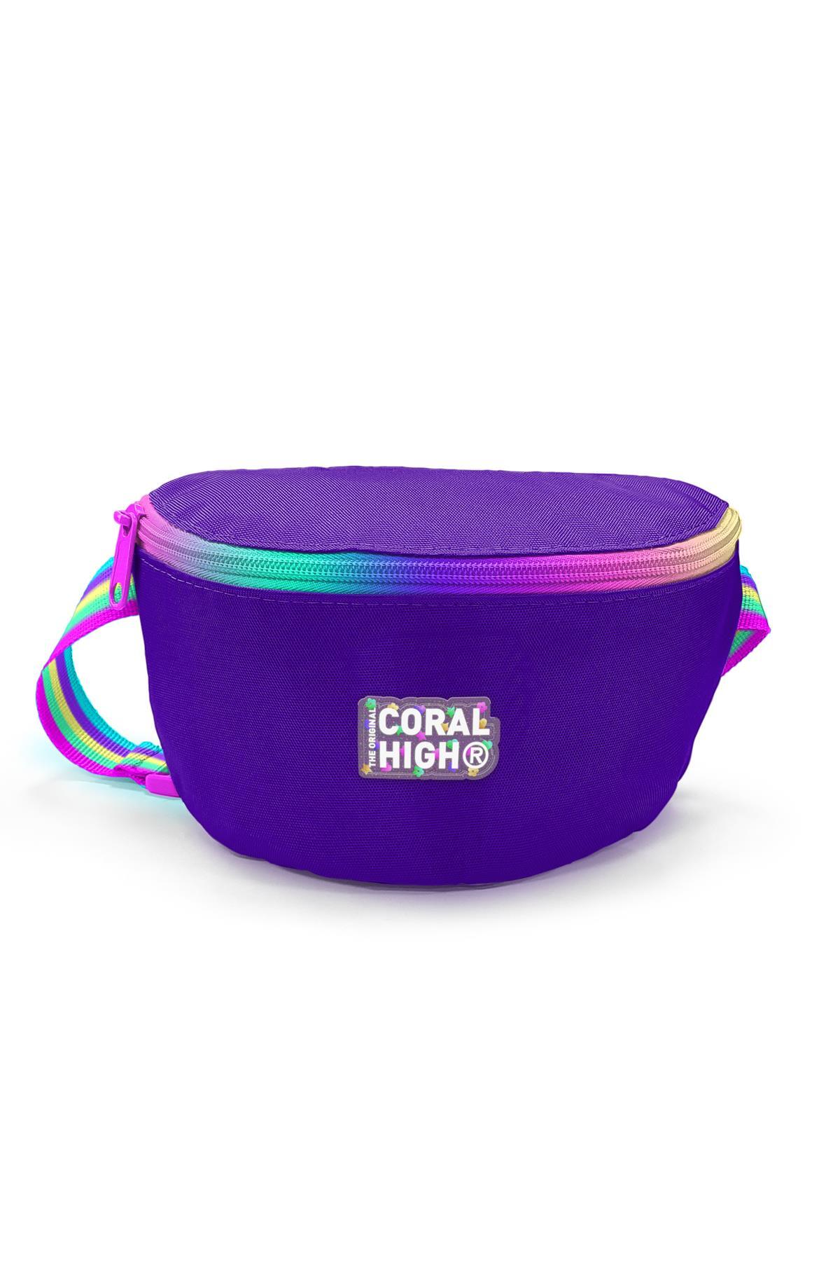 Coral High Kids Mor Rainbow Fermuarlı Bel Çantası 11554