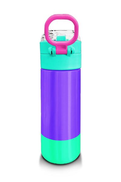Coral High Kids Mor Renk Detaylı Desenli Pipetli ve Direkt İçim Çelik Termos 500 ml 31941 - 3